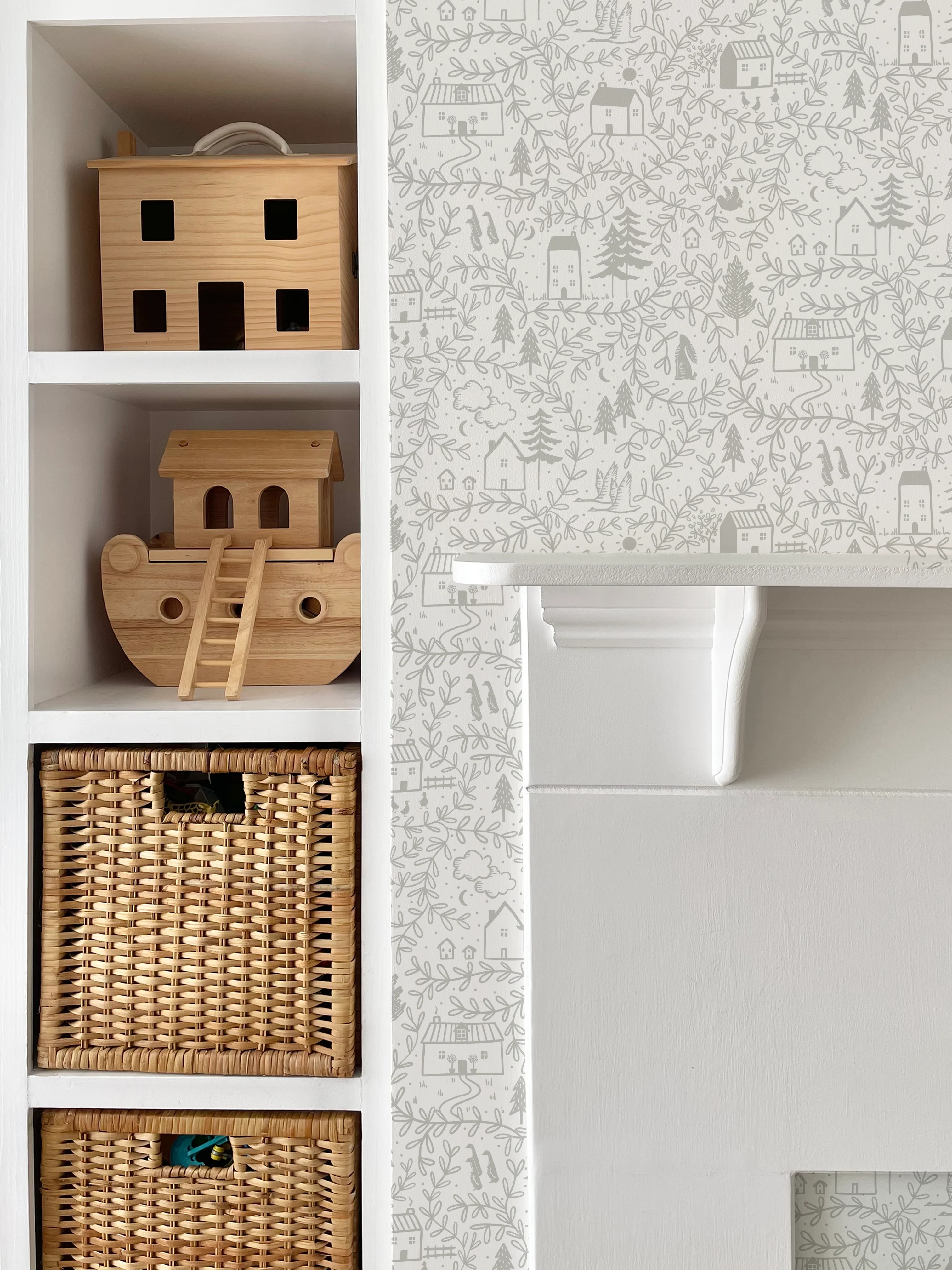 Cottages in the Woods Luxury Wallpaper for Kids ~ Pebble - Image 3