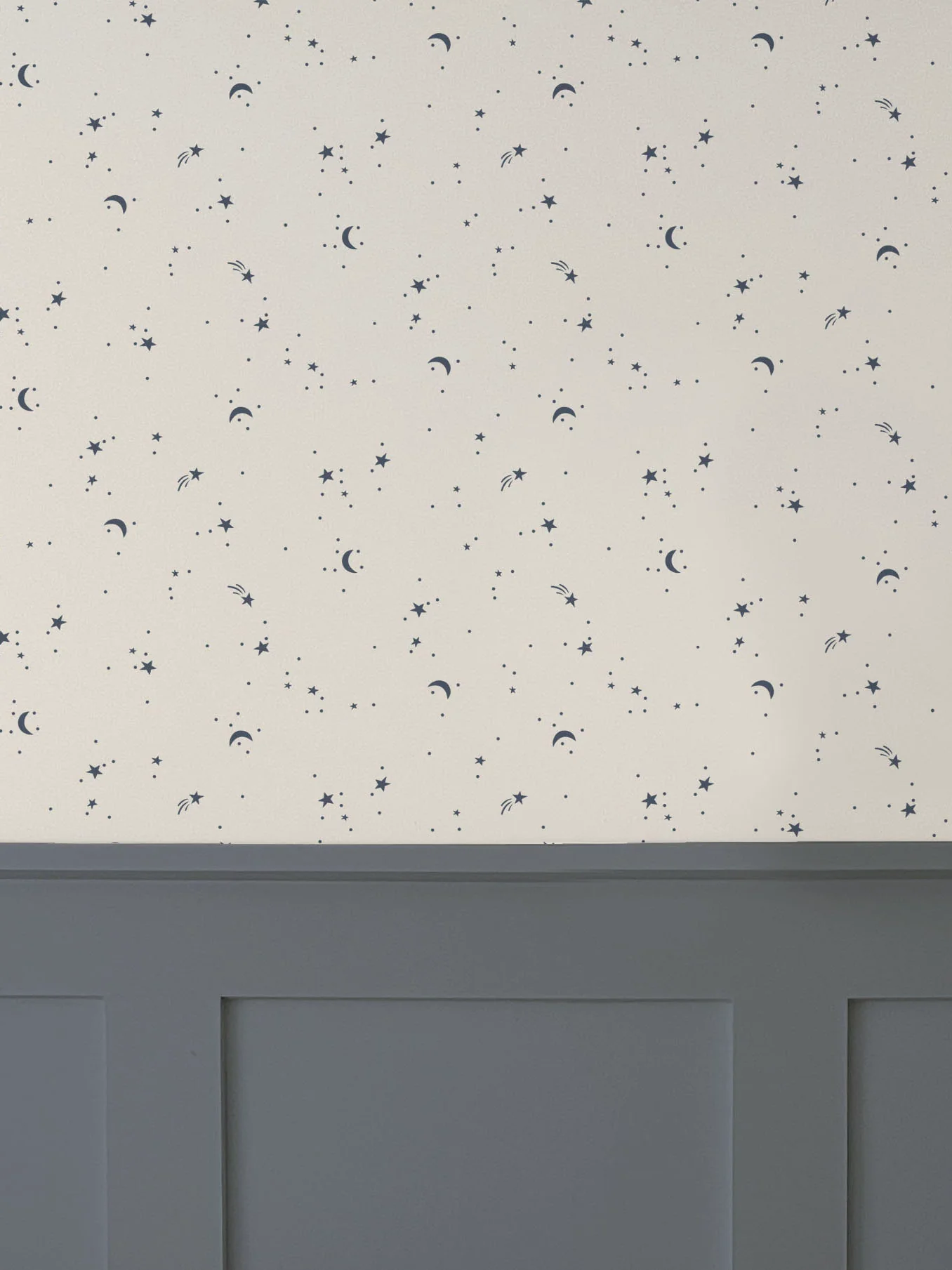Moons & Stars Luxury Wallpaper for Kids ~ Navy - Image 3