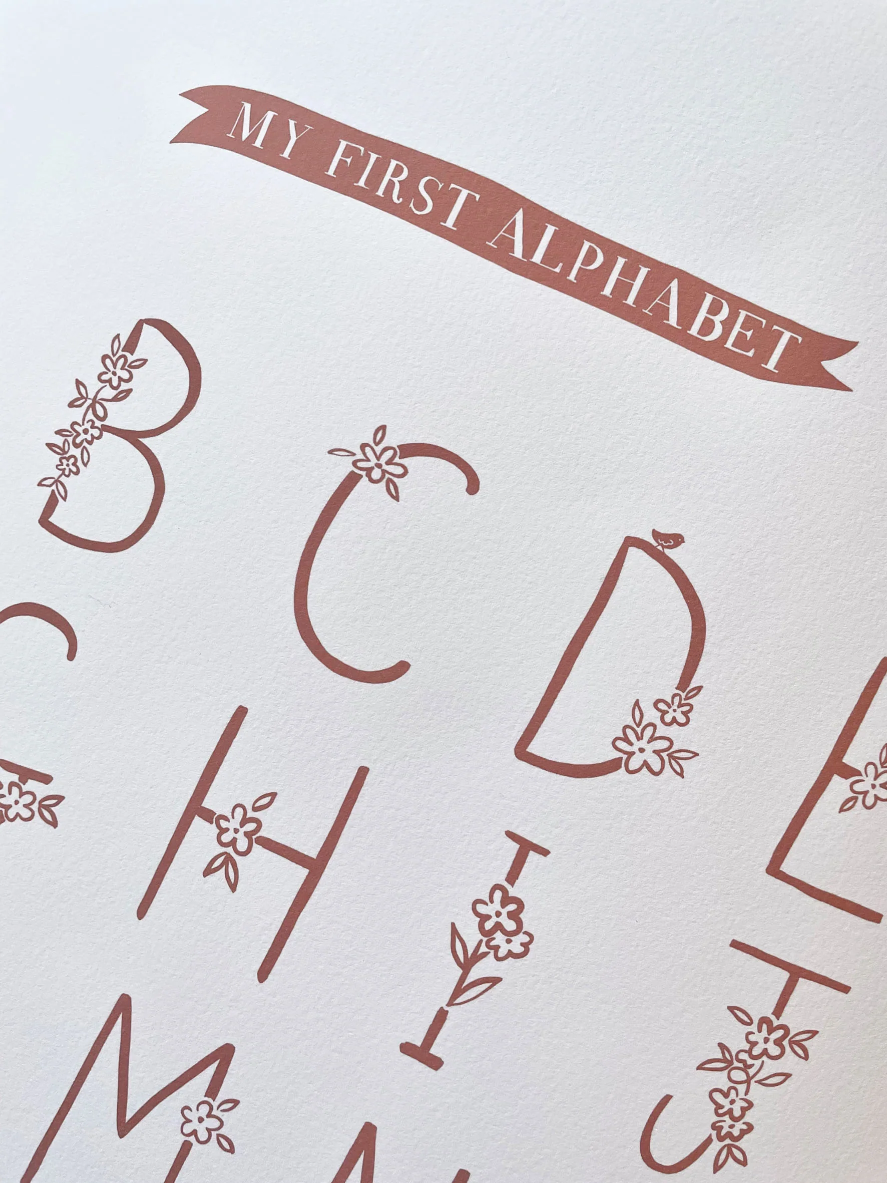 My First Alphabet ABC Pink Floral Nursery Wall Print - Image 3