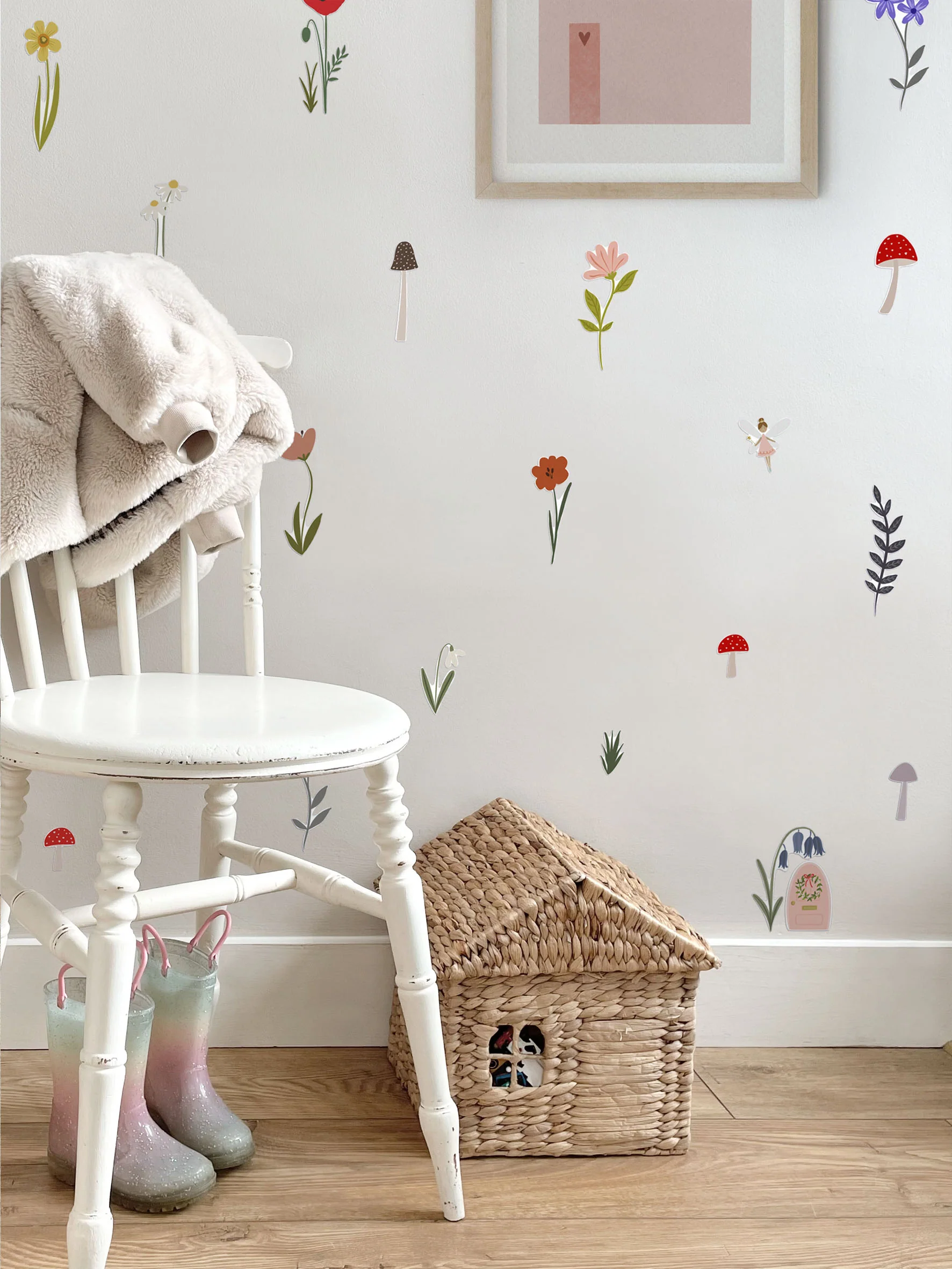 Fairy Door and Forest Flower Wall Stickers | Eco-Friendly, Removable & Reusable Fabric Decals for Kids' Rooms, Nurseries & Playrooms - Image 4