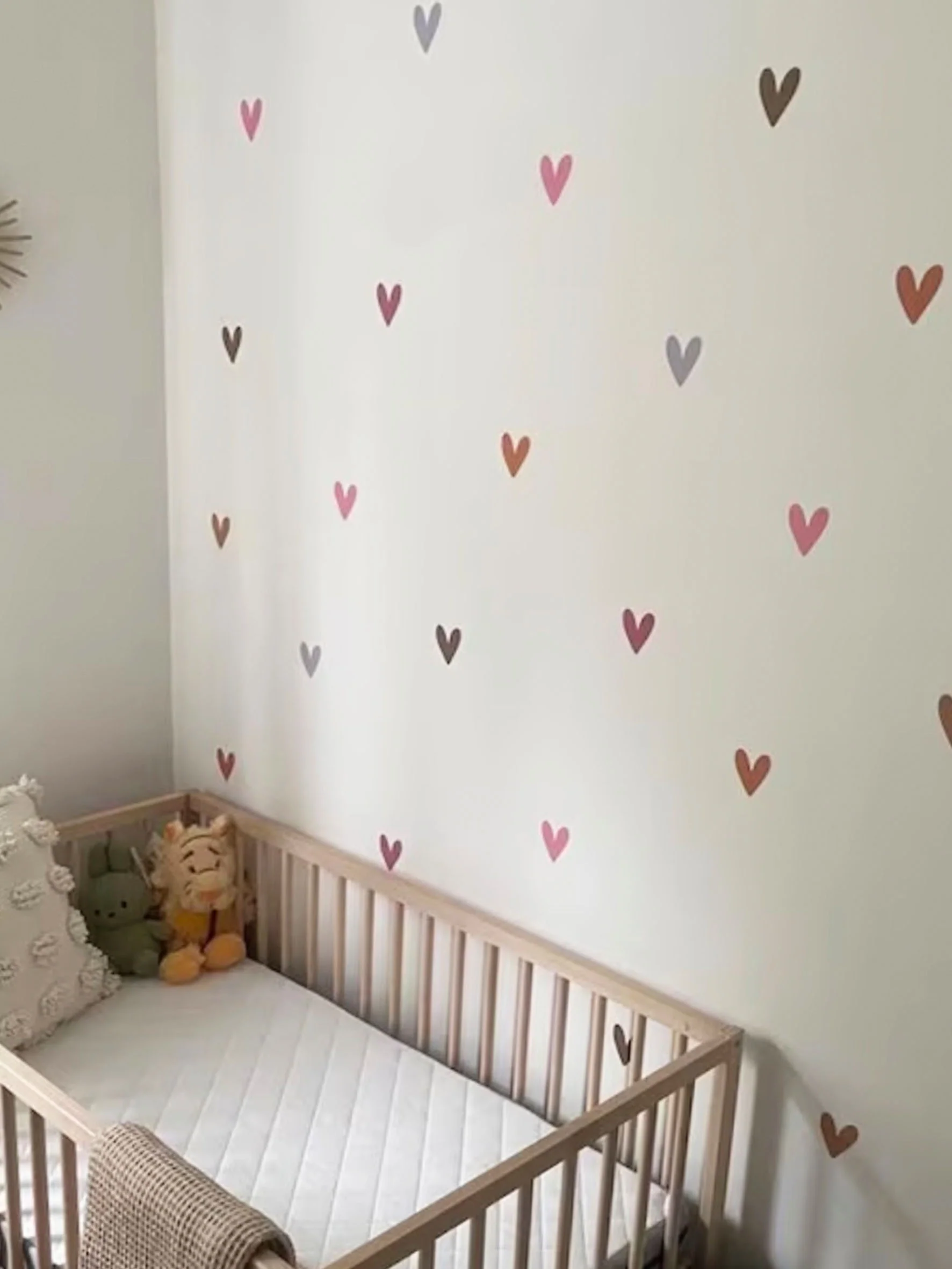 Muted Rainbow Heart Fabric Wall Stickers - Eco-Friendly, Removable & Reusable Decals for Kids' Bedrooms, Playrooms & Nurseries - Image 4