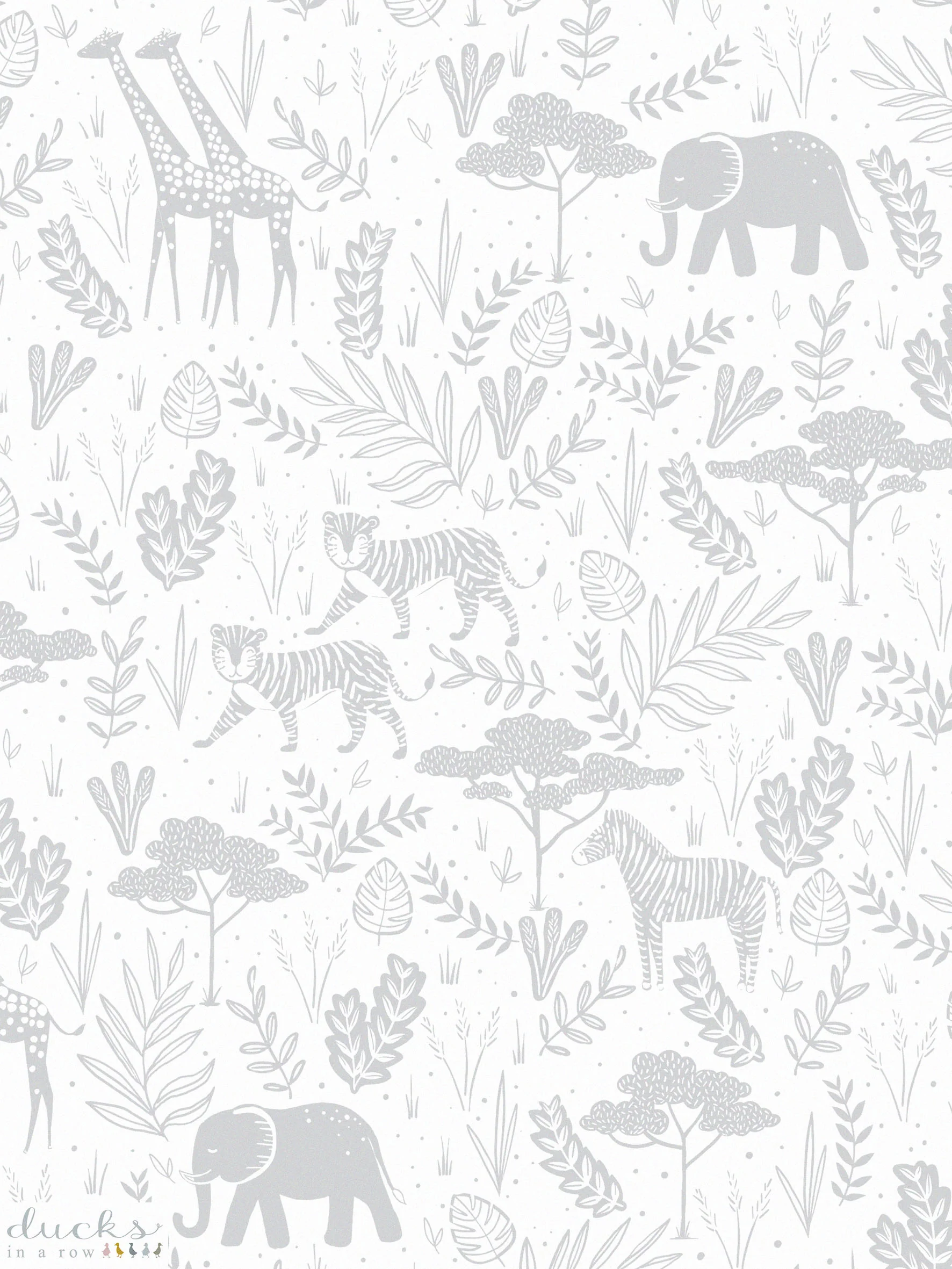 Wild Safari Luxury Children's Wallpaper ~ Grey - Image 4