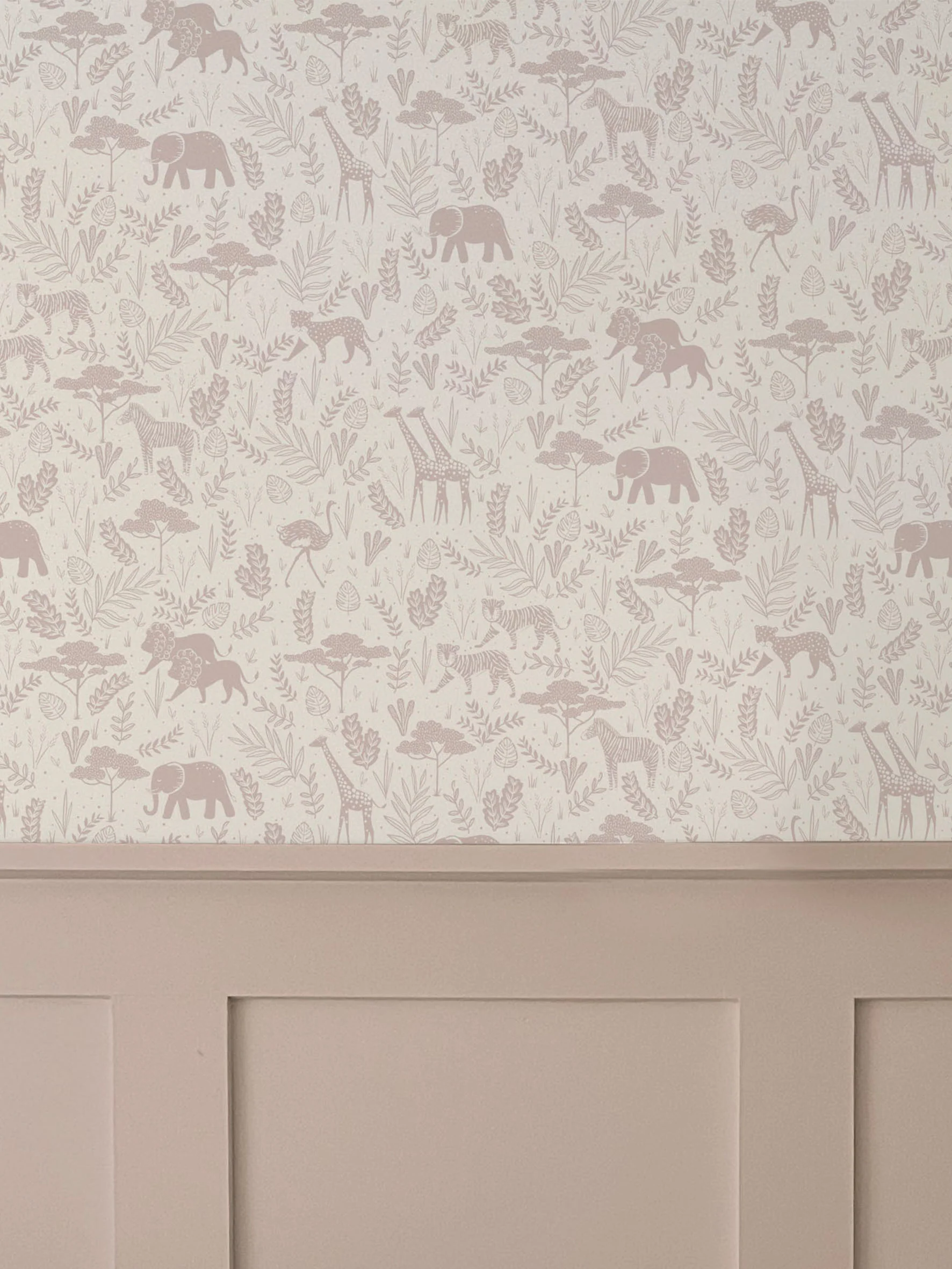 Wild Safari Luxury Children's Wallpaper ~ Pink - Image 4